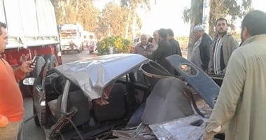 بالصور.. إصابة سائق فى حادث تصادم بطريق بنى عبيد بالدقهلية