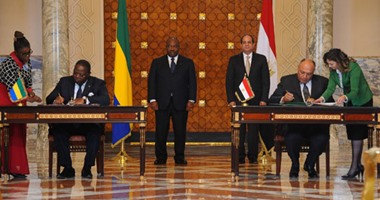 السيسى ورئيس الجابون يشهدان التوقيع على 5 مذكرات تفاهم بين البلدين