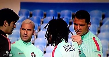 شاهد.. كوميديا رونالدو فى مران البرتغال