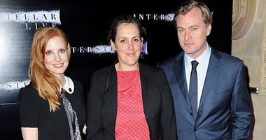جيسيكا شاستين وكريستوفر نولان يحضران عرض فيلمهما " Interstellar Live"