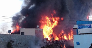 26 مصابا فى حريق هائل بمصنع خل بالغربية