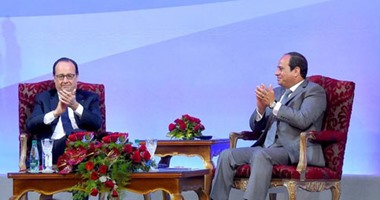 السيسى وهولاند يشهدان  المنتدى الاقتصادى المصرى الفرنسى