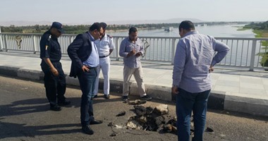 بالصور.. هبوط مفاجئ بكوبرى الأقصر العلوى فوق نهر النيل