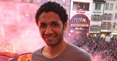 محمد الننى يحتفل مع جماهير بازل بلقب الدورى السويسرى