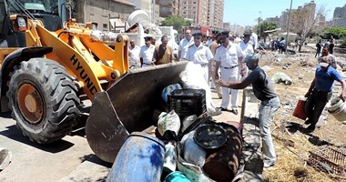 إزالة الإشغالات والتعديات بميدان المؤسسة بشبرا الخيمة