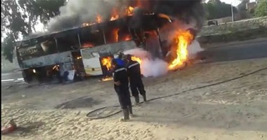 حريق يلتهم حافلات مدرسية فى منطقة جازان بالسعودية
