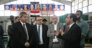 بالصور ..عبد العزيز يفتتح صالة تدريب "أثقال القوى" باستاد القاهرة