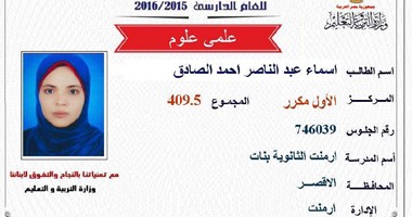الأولى مكرر علمى بالأقصر: "لم أتوقع التفوق وربنا مضيعش مجهودى"