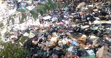 القمامة تغطى ترعة لرى الأراضى الزراعية فى "مشيرف" بالمنوفية