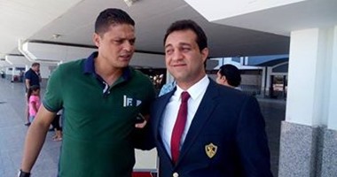 وسام العابدى فى استقبال بعثة الزمالك