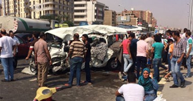 إصابة شخصين فى حادث تصادم 3 سيارات أعلى الطريق الدائرى بالمريوطية