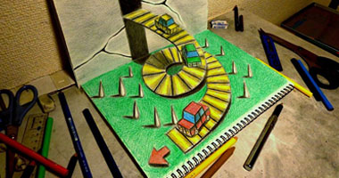 ورقة وقلم رصاص يصنعان السحر فى لوحات "3D" 
