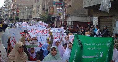 مظاهرة نسائية لنصرة غزة بالبحيرة