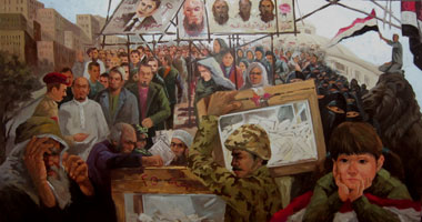 الفنان التشكيلى طه قرنى ينتهى من لوحة الانتخابات