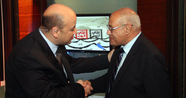 بالصور.. كواليس لقاء العوابـ أديب.. الإعداد جهز أسئلة قراء "اليوم السابع" فى 150 ورقة.. أديب: العوا لم يتغير قبل وبعد إعلانه الترشح للرئاسة.. والعوا: نحن أمام مؤامرة