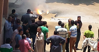 اشتعال حريق بكابل كهرباء أعلى دائري القوس الغربي في بولاق الدكرور 