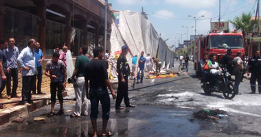 النيابة تنتدب المعمل الجنائى فى حريق مخزن للإسفنج بالبدرشين